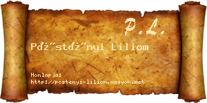 Pöstényi Liliom névjegykártya